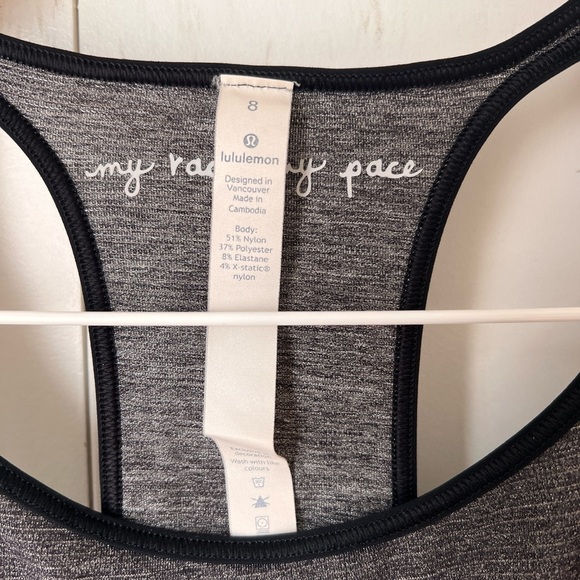Lululemon Time to Sweat Tank My Race My Pace Heathered Black - Picture 5 of 6